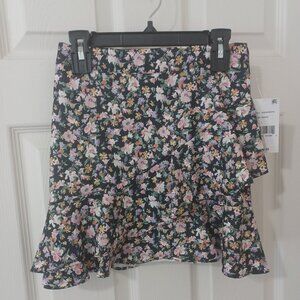 Girls  Floral Ruffle Mini Skirt-LG